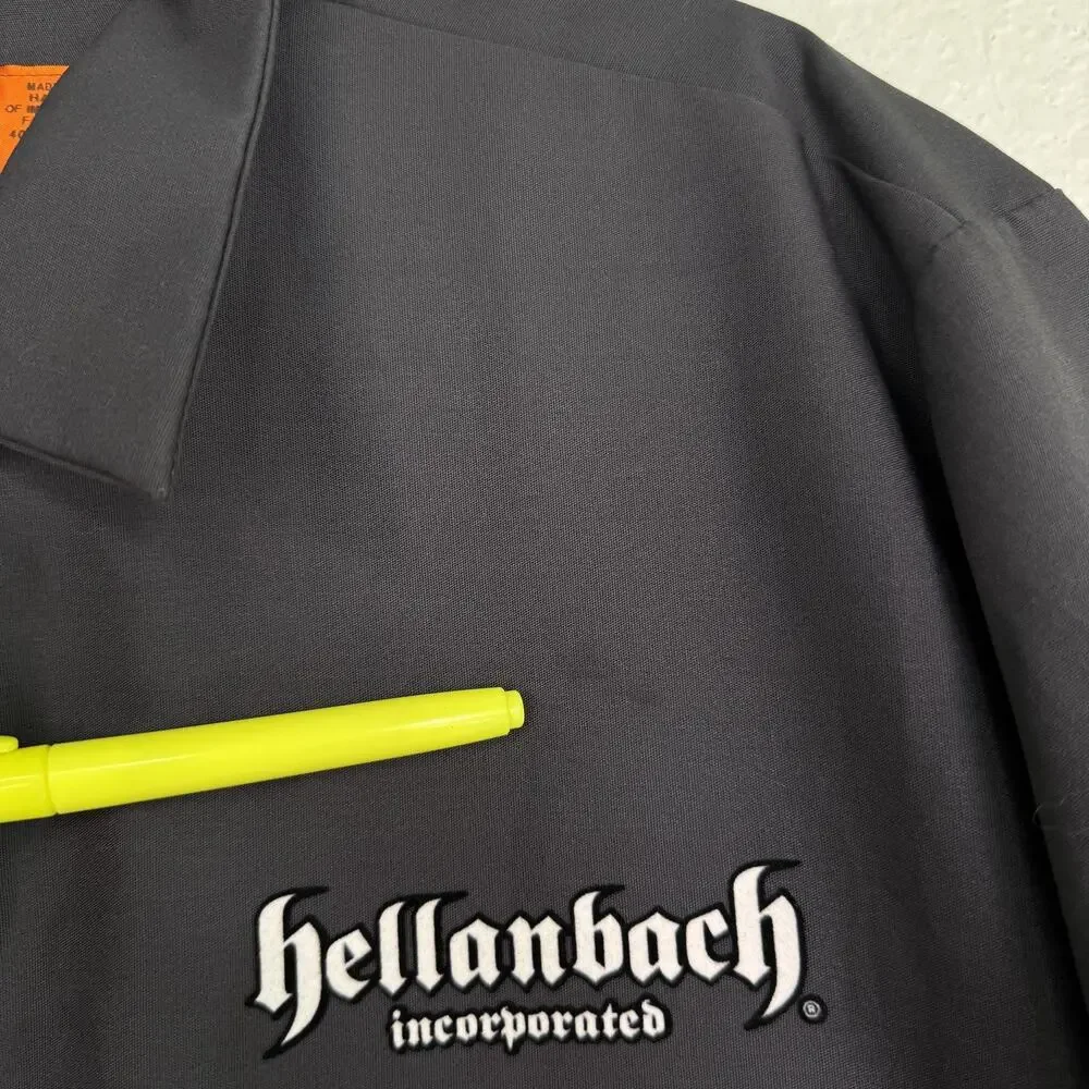 Red Kap Hellanbach Shirt Mens XL Speed Shop Work Button Up Gray Mechanic Garage - Picture 5 of 11